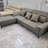 Văng Sofa Da 2m2 + Đôn Bọc Da Cao Cấp  Màu Ghi